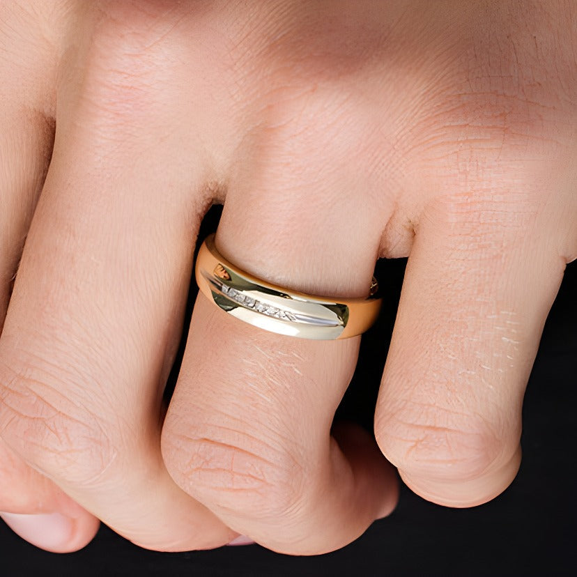 0.05 ct. Gesamtgewicht Diamant Ehering in 10K Gelbgold für Damen