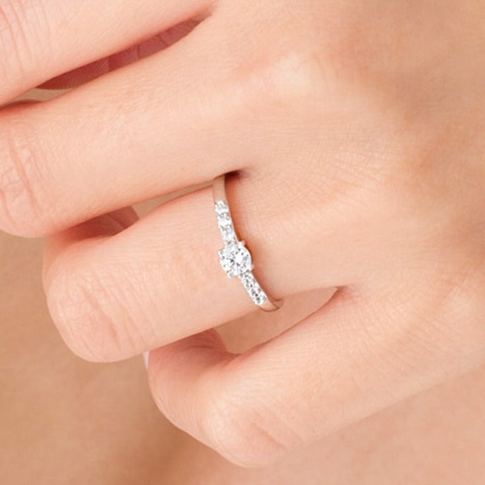 0.33 ct. Gesamtgewicht Diamant-Verlobungsring in 10K Weißgold