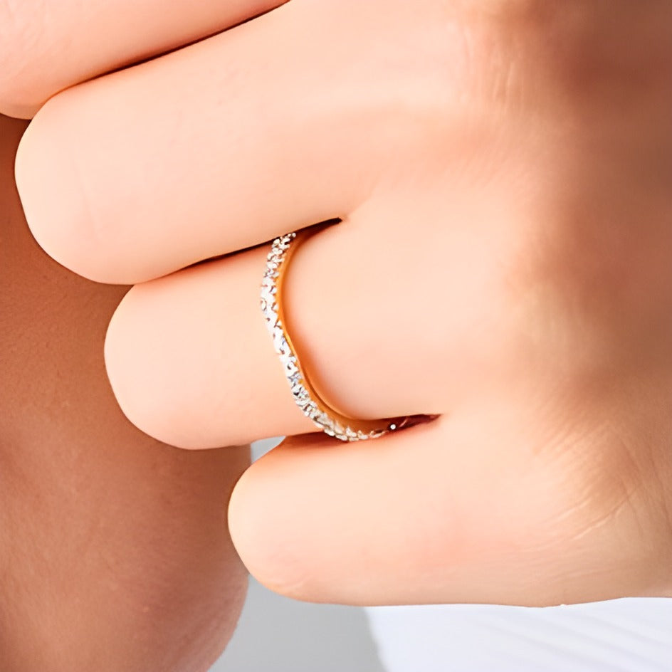 0.25 ct. Gesamtgewicht Labordiamant Ehering aus 14K Gelbgold (F/SI2)