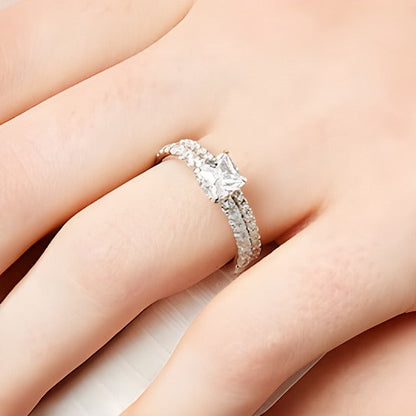 1,75 ct. Gesamtgewicht Braut-Set mit Princess-Labordiamanten in 14K Weißgold (F/SI2)