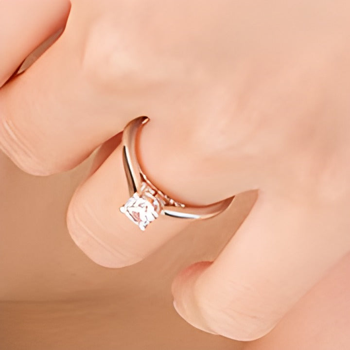 Verlobungsring für Damen mit weißen runden Diamanten in 14K Gold Two-Tone (F/I1, 0,75 ct. Gesamtgewicht)