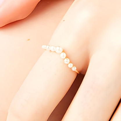 Fashion-Ring mit abgestuften Zuchtperlen in 10K Gelbgold
