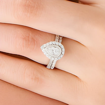 Braut-Set mit Diamanten im Tropfen- und Rundschliff, 0.2 ct. Gesamtgewicht, in rhodiniertem Sterlingsilber