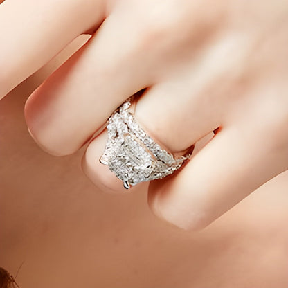 3.0 ct. Gesamtgewicht Braut-Set mit Diamanten im Princess- und Rundschliff in 14K Weißgold