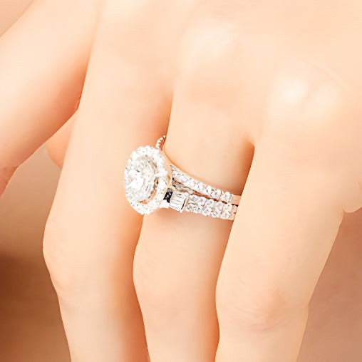 1.0 ct. Gesamtgewicht Diamant Brautset zweireihig in 10K Weißgold