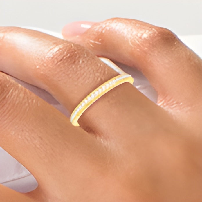 0.17 ct. Gesamtgewicht Diamant Memoire-Ring in 10K Gelbgold