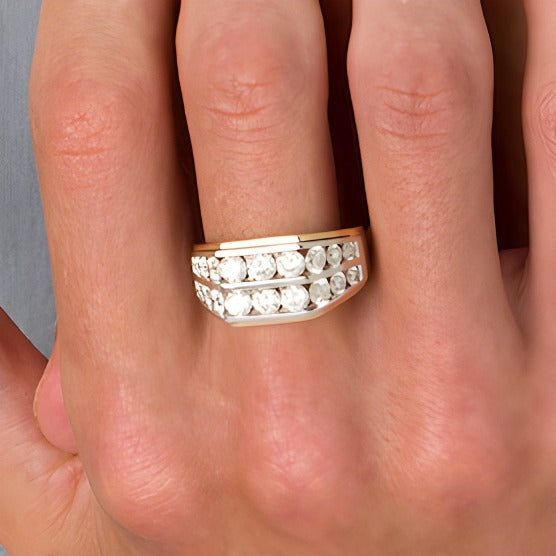 3.0 ct. Gesamtgewicht Diamant-Ring zweireihig aus 10K Gold zweifarbig