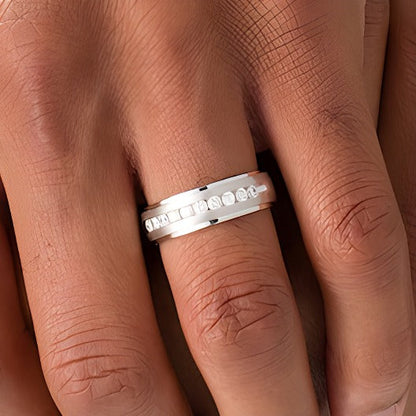 0.5 ct. Gesamtgewicht Diamant Ehering mit Satin-Finish in 10K Weißgold