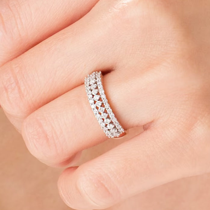 0,5 ct. Gesamtgewicht Diamant mehrreihiger Ring in 10K Roségold