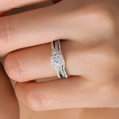 0,5 ct. Gesamtgewicht Diamant Braut-Set im Vintage-Stil mit quadratischem Rahmen in 10K Weißgold