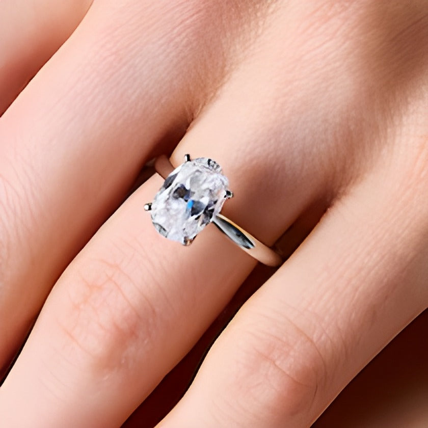 3.0 CT. Ovaler Labordiamant Solitär Verlobungsring in 14K Weißgold (F/VS2)