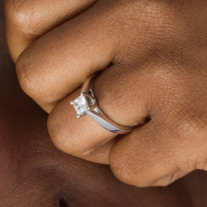 0,5 CT. Diamant-Solitär Verlobungsring im Princess-Schliff in 14K Weißgold (I/I1)