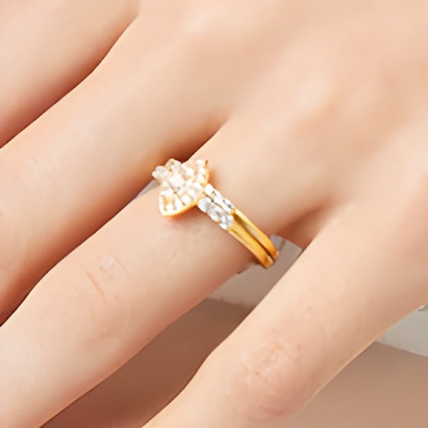 Braut-Set mit weißen Diamanten in Marquise- und Rundschliff, 0,5 ct. Gesamtgewicht, in 10K Gelbgold