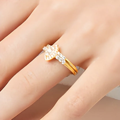 Braut-Set mit weißen Diamanten in Marquise- und Rundschliff, 0,5 ct. Gesamtgewicht, in 10K Gelbgold