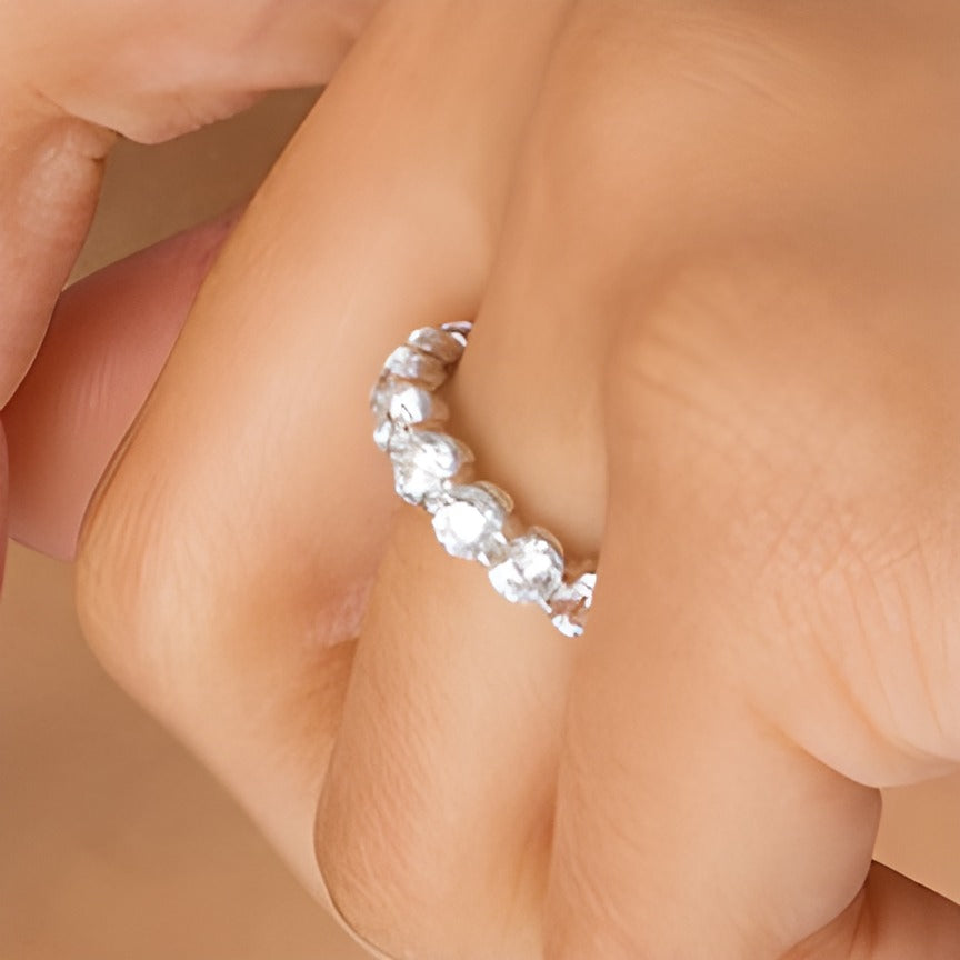 4.0 ct. Gesamtgewicht Memoire-Ring mit Labordiamanten in 14K Weißgold (F/VS2)