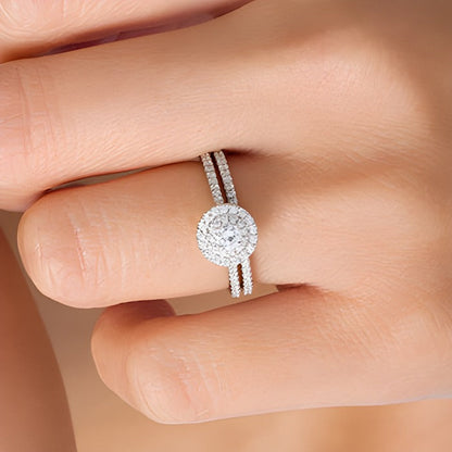 0,5 ct. Gesamtgewicht Diamant Braut-Set mit doppeltem Rahmen in 14K Weißgold