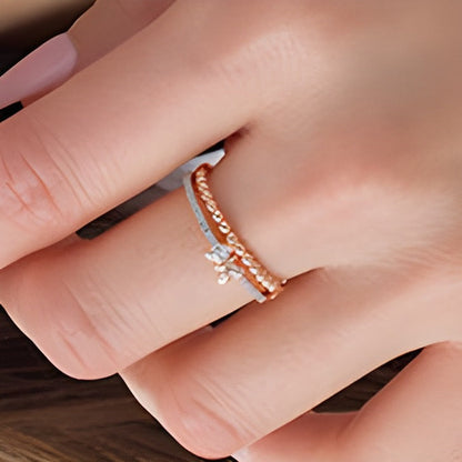 0.1 ct. Gesamtgewicht Diamant-Schmetterling Stapelring aus 10K Roségold