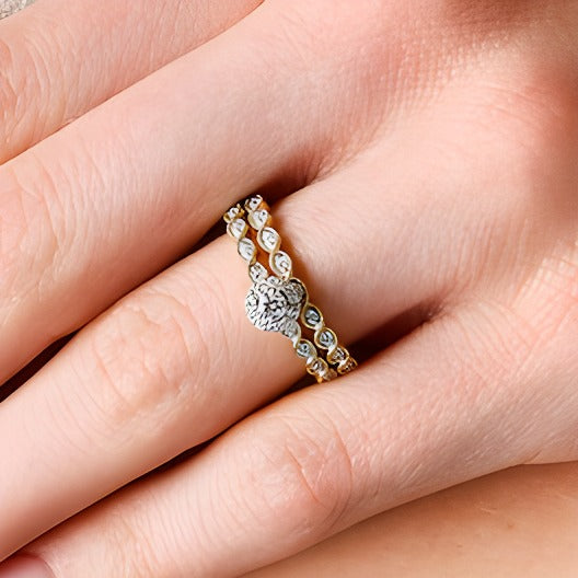 0.33 ct. Gesamtgewicht Diamant Braut-Set im Vintage-Stil mit Rahmen in 14K Gelbgold