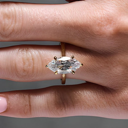 4.0 ct. Gesamtgewicht Labordiamant Solitär-Verlobungsring im Marquise-Schliff in 14K Gelbgold (F/VS2)