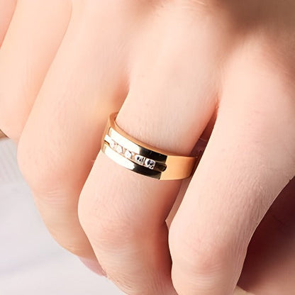 0,25 ct. Gesamtgewicht Diamant Fünfstein Memoire-Ring kanalgefasst in 14K Gelbgold