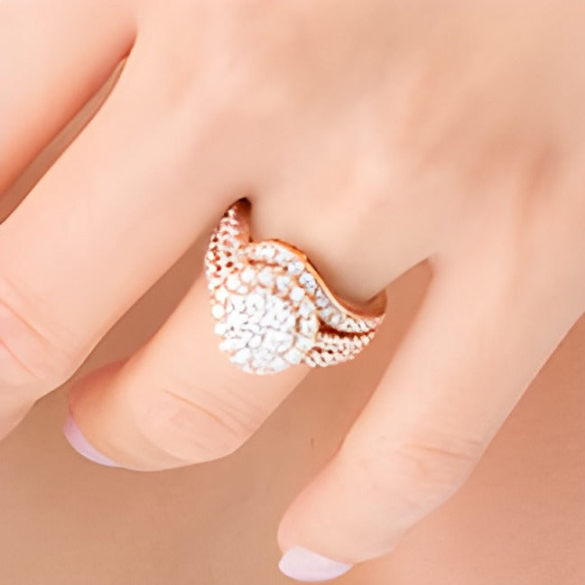 2.0 ct. Gesamtgewicht Komposit-Diamant Bypass mehrreihiger Verlobungsring mit geteilter Schiene in 10K Roségold