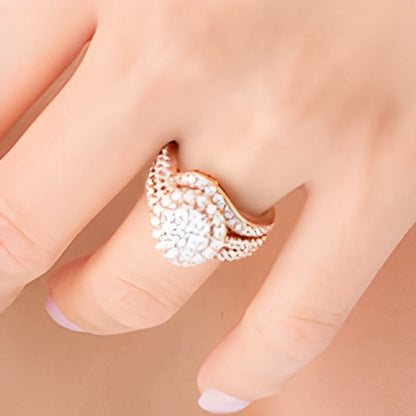 2.0 ct. Gesamtgewicht Komposit-Diamant Bypass mehrreihiger Verlobungsring mit geteilter Schiene in 10K Roségold