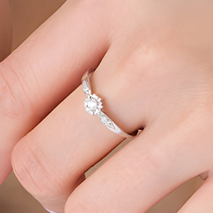 0.07 ct. Gesamtgewicht Diamant Sunburst Freundschaftsring in 10K Weißgold