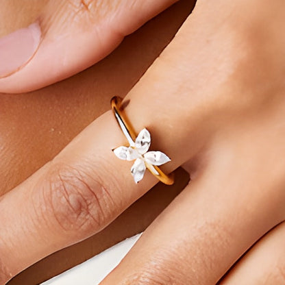 Zales x Nungu Blumen-Ring 0,75 ct. Gesamtgewicht mit Marquise-Diamanten in 14K Gelbgold
