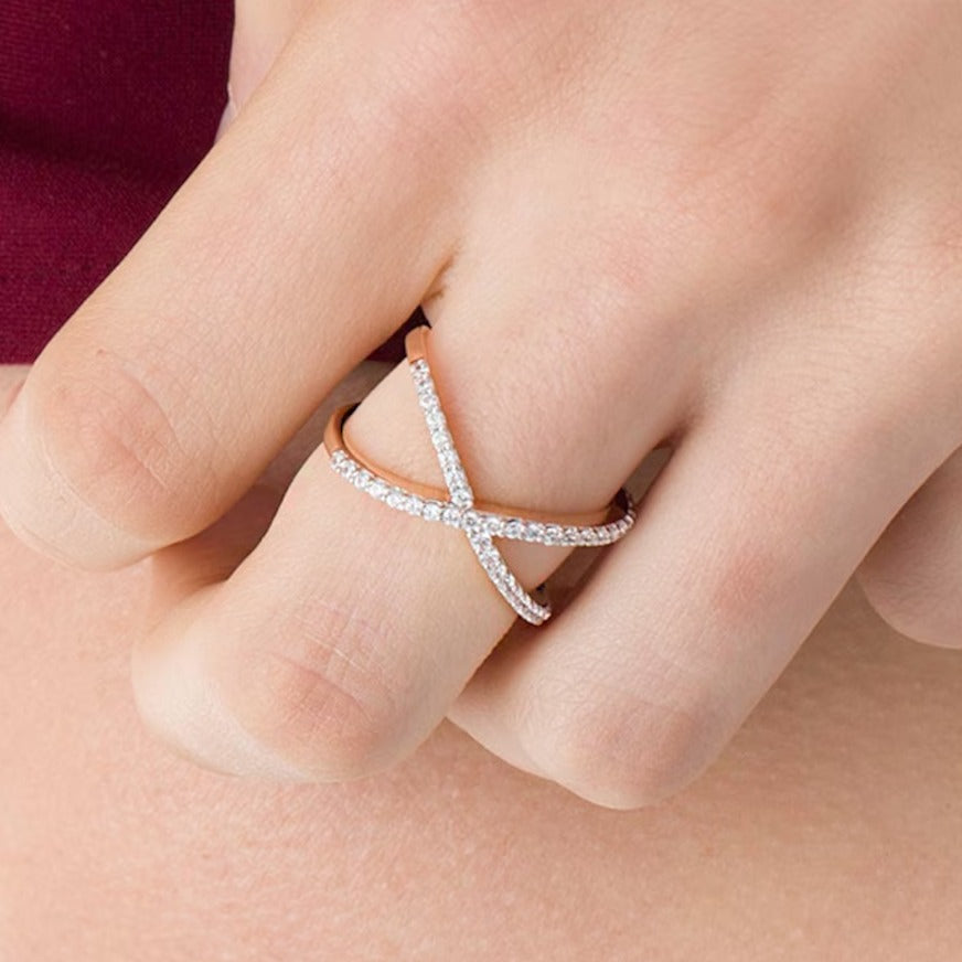0,38 ct. Gesamtgewicht Diamant Orbit Ring in 10K Roségold