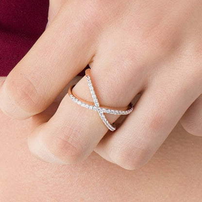 0,38 ct. Gesamtgewicht Diamant Orbit Ring in 10K Roségold