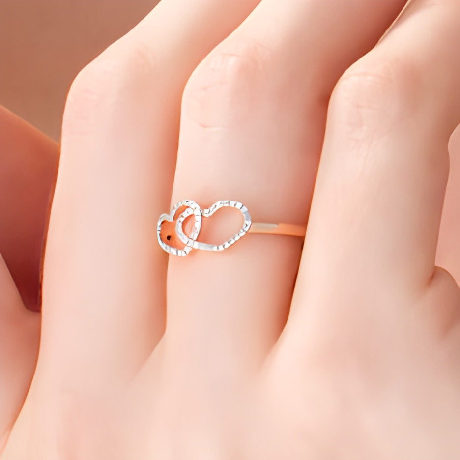 Diamant-Ring Doppelherz 0,1 ct. Gesamtgewicht in 10K Roségold