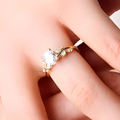 1.33 CT. Gesamtgewicht ovaler Labordiamant Solitär mit seitlichem Besatz Verlobungsring in 14K Gelbgold (F/VS2)