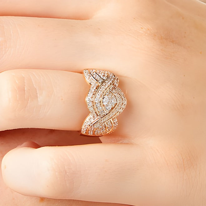 1.0 CT. Gesamtgewicht Diamant-Ring mit Infinity-Geflecht in 10K Roségold