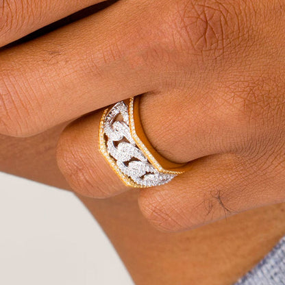 0.5 ct. Gesamtgewicht Diamant Fashion-Ring in Gliederkette-Optik aus 10K Gold Bicolor