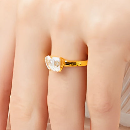1.0 ct. Gesamtgewicht Diamant-Ring Toi et Moi im Tropfen- und Smaragdschliff in 14K Gelbgold