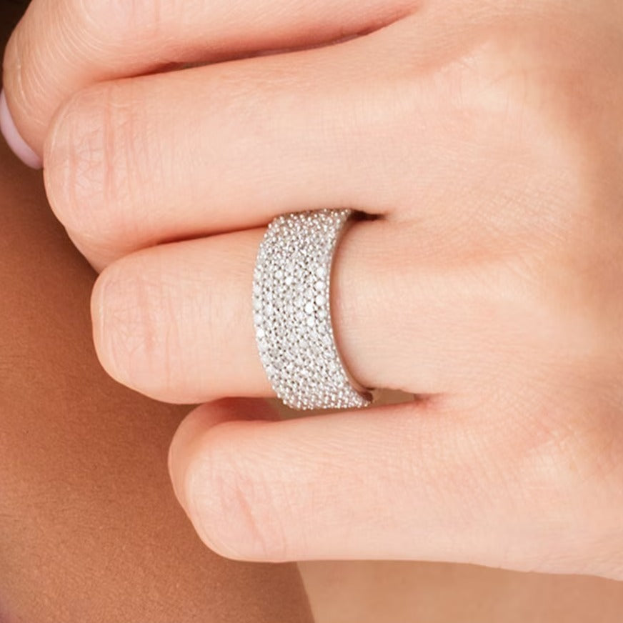 1.0 ct. Gesamtgewicht mehrreihiger Diamant-Ring in 10K Weißgold