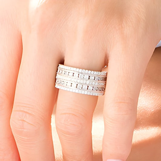 2.0 ct. Gesamtgewicht Diamant mehrreihiger Verlobungsring im Vintage-Stil in 10K Weißgold