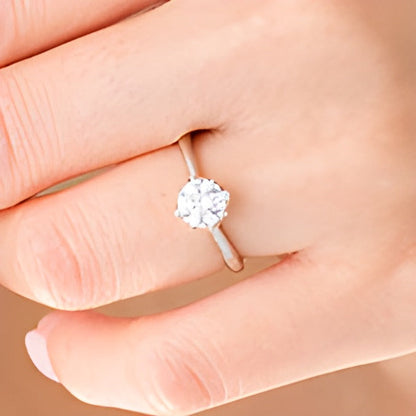 Solitär Verlobungsring mit weißem Diamant 1.0 CT. Gesamtgewicht in 14K Weißgold