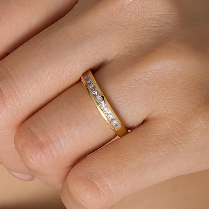 0.63 ct. Gesamtgewicht Diamant-Ehering im Princess-Schliff in 10K Gelbgold