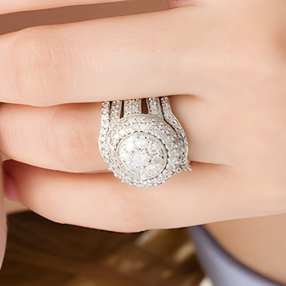 2.25 CT. TW Komposit-Diamant Brautset mehrreihig im Vintage-Stil dreiteilig in 10K Weißgold