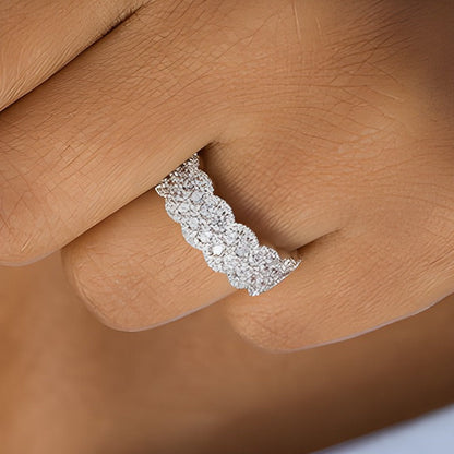 1.0 CT. TW Diamant-Ring mit doppelter Reihe und Bogenkante in 10K Weißgold