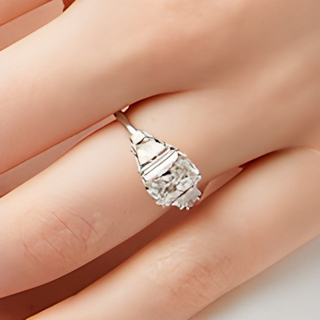 3.38 CT. TW Verlobungsring Radiant-Schliff Labordiamant in 14K Weißgold (F/VS2)