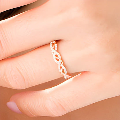 0.17 ct. Gesamtgewicht Diamant Memoire-Ring in Twist-Optik aus 10K Roségold