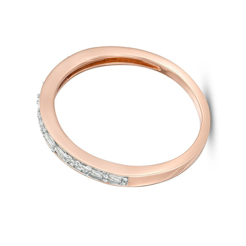 0,13 ct. Gesamtgewicht Ring mit Baguette- und runden Diamanten in 10K Roségold