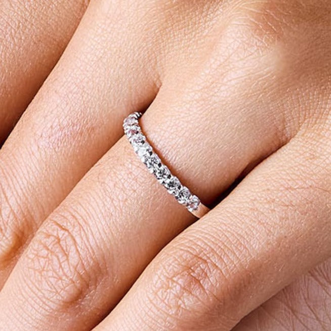 0.5 ct. Gesamtgewicht Diamant-Ring mit Krappenfassung in 14K Weißgold