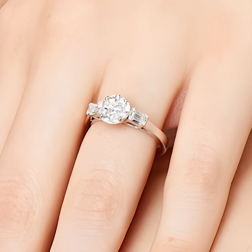 Verlobungsring Komposit mit Diamanten 1.0 ct. Gesamtgewicht in 10K Weißgold