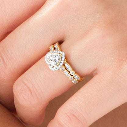 Braut-Set mit Diamanten im Herz-, Marquise- und Rundschliff 0.5 ct. Gesamtgewicht in 10K Gelbgold