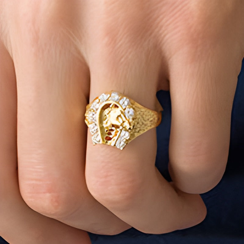 0,25 ct. Gesamtgewicht Diamant Glücksbringer-Pferd Ring in 10K Gelbgold