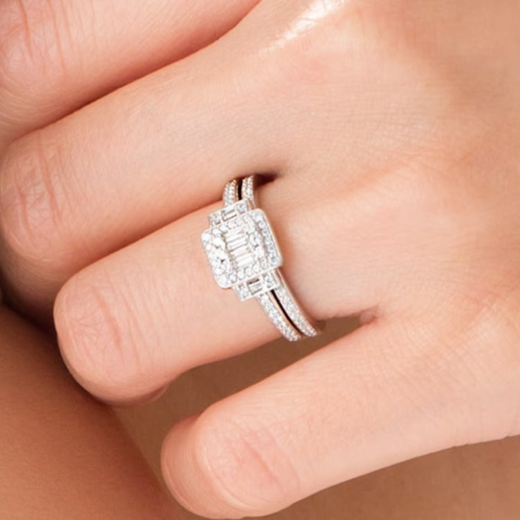 0,5 ct. Gesamtgewicht Komposit-Diamant Brautset in 10K Weißgold