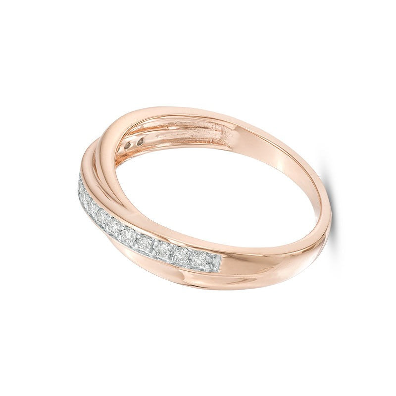 0.2 ct. Gesamtgewicht Diamant Crossover Memoire-Ring in 10K Roségold
